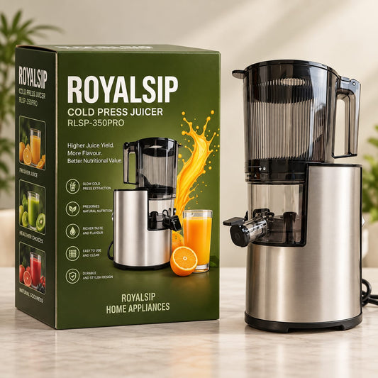 ROYALSIP RLSP-350PRO Cold Press Juicer – 350W Stainless Steel Slow Juicer 40% OFF